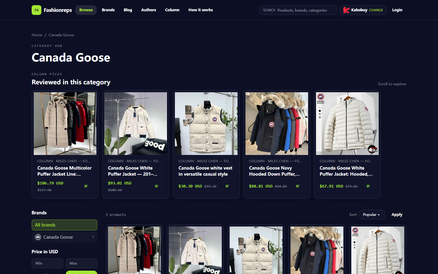 Estimating Canada Goose Shipping Cost on FashionReps
